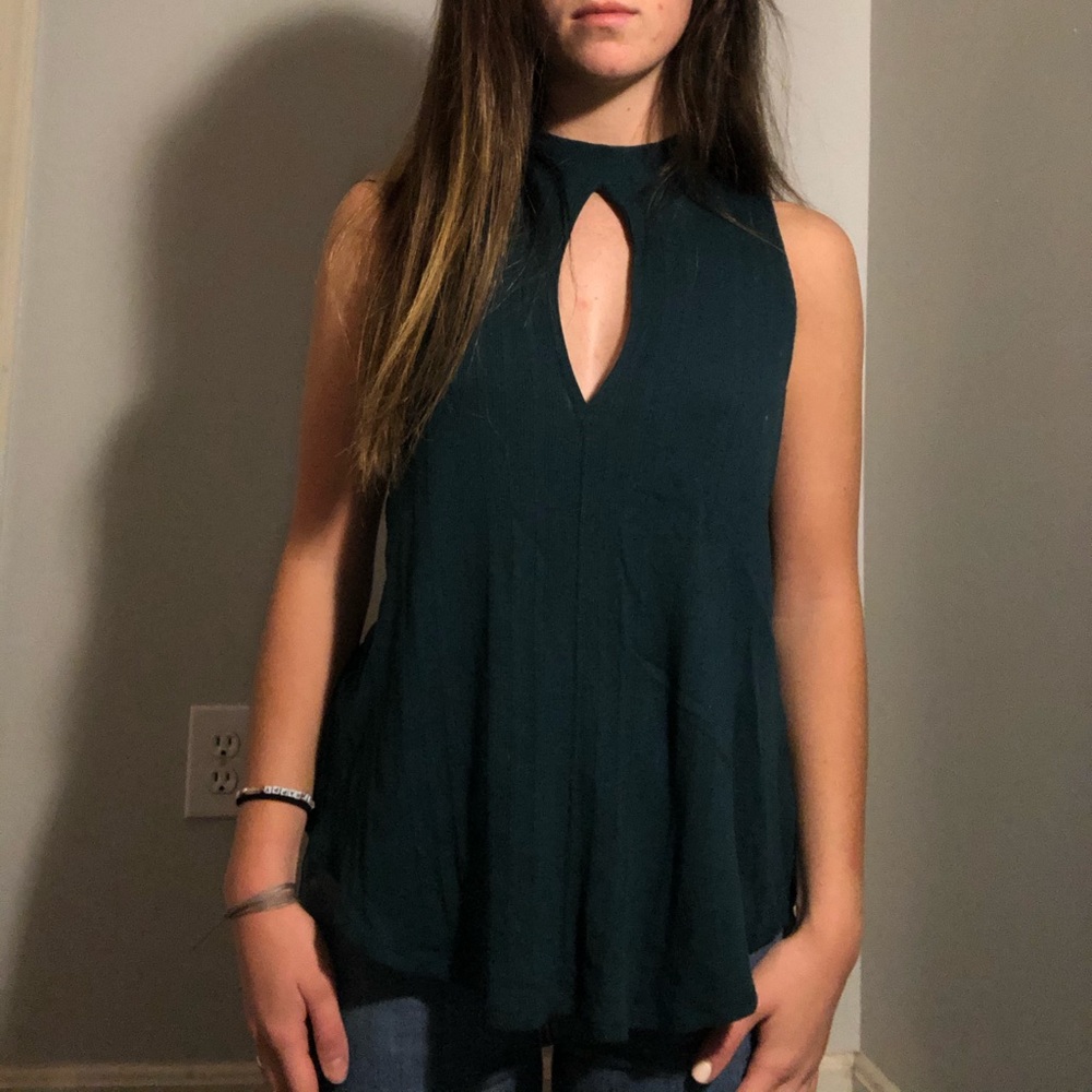 Dark hunter green shirt with chest cut out